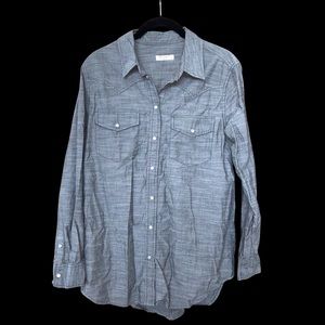 Equipment gray western snap long sleeve small